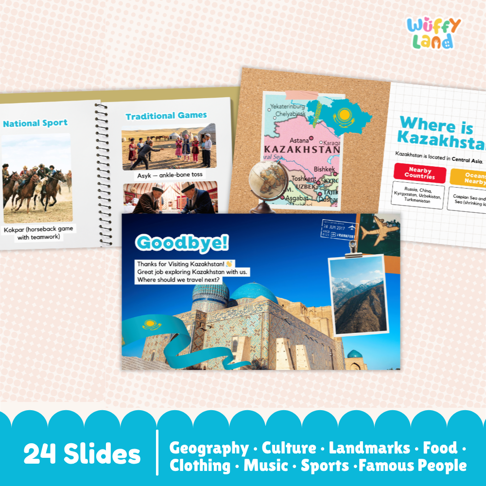 Kazakhstan Country Study Kid Friendly Geography & Culture PDF Slides