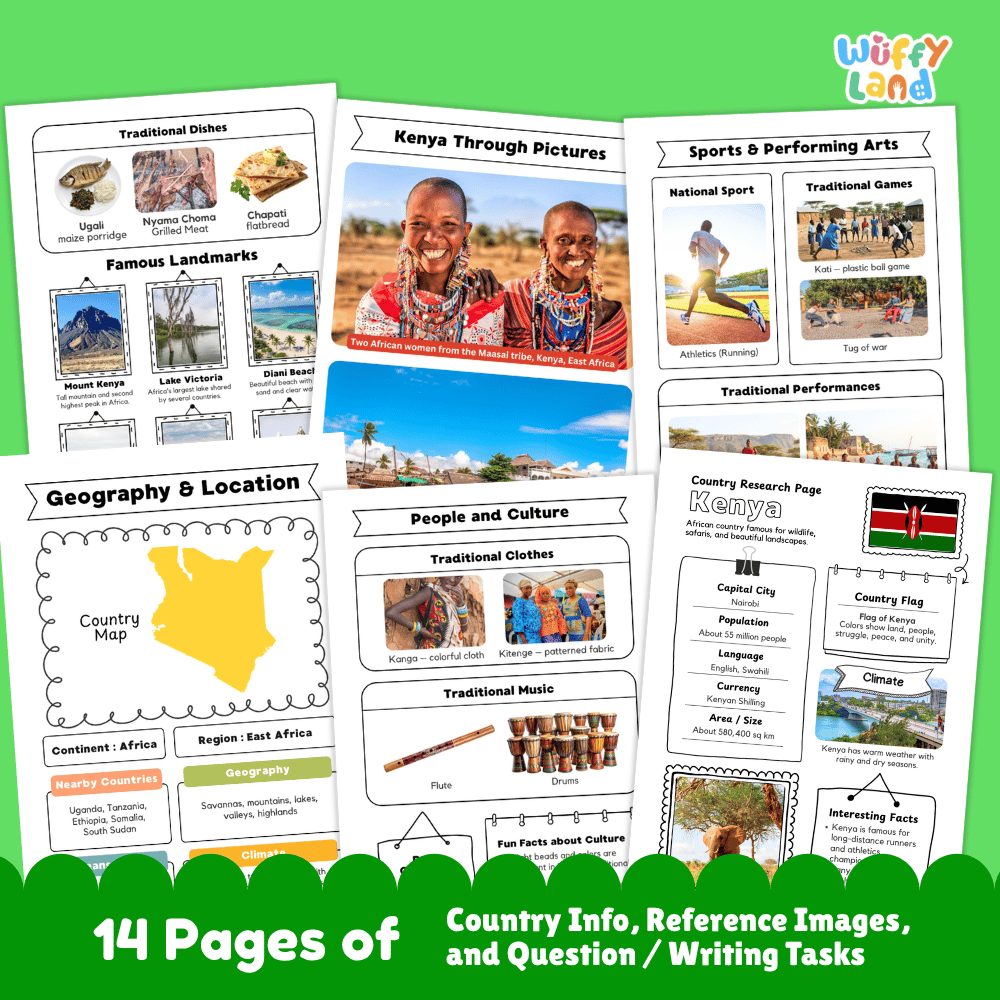 Kenya Country Research Project | Geography Worksheets and Writing Tasks