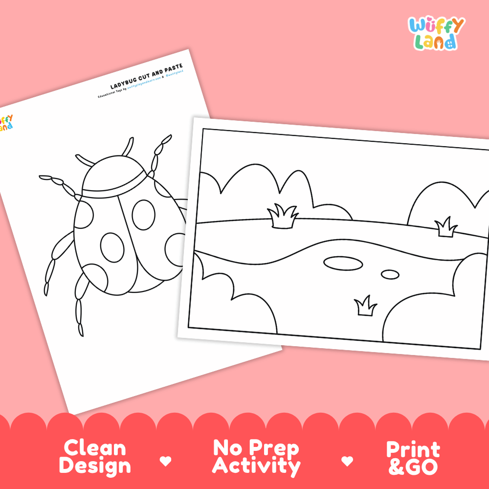 Ladybug Cut and Paste Craft and Coloring Activity Worksheets
