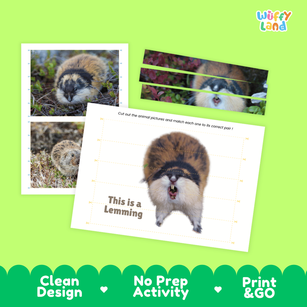 Lemming Cut and Match Activity Printables Worksheets