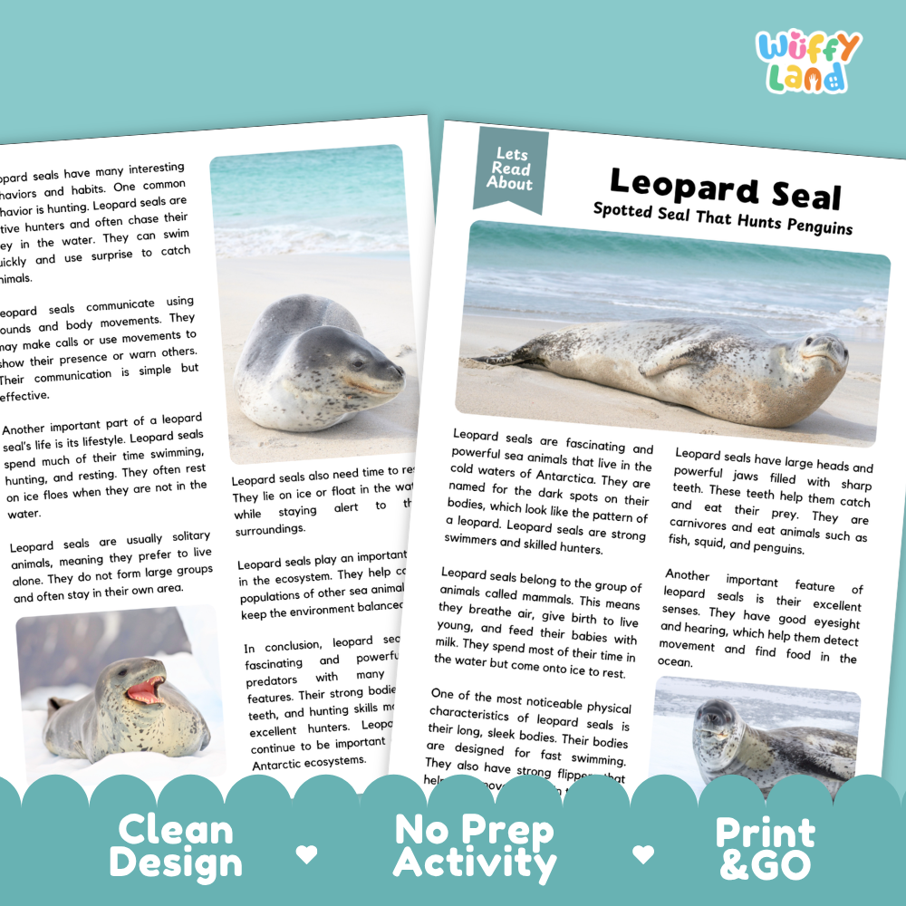 Leopard Seals Reading Passage and Questions Worksheets with Answer Key