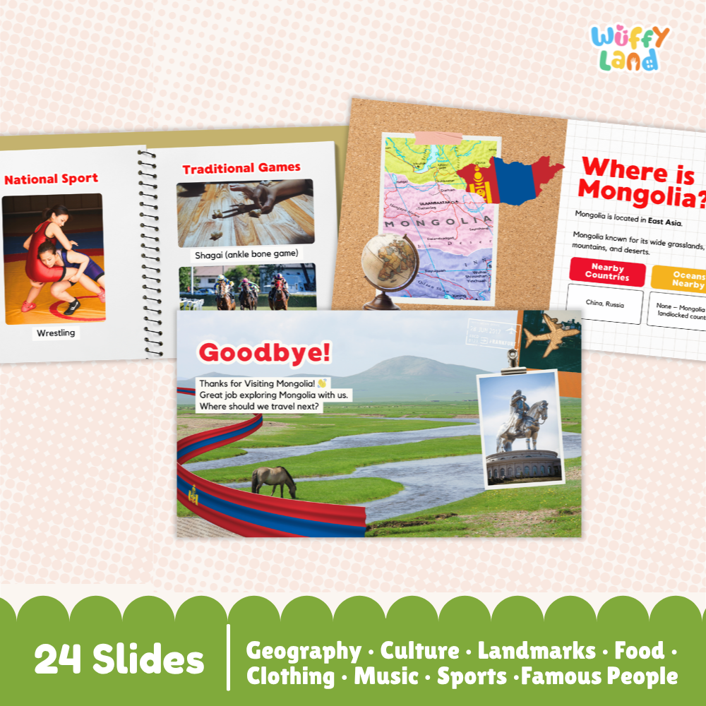 Mongolia Country Study Kid Friendly Geography & Culture PDF Slides