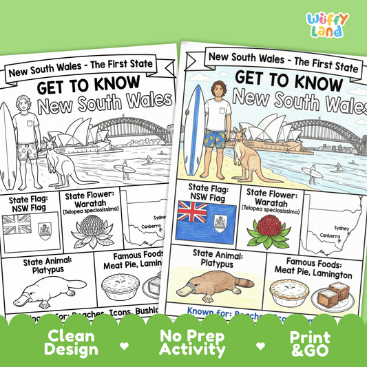 New South Wales State Study Geography Coloring Page Worksheet Activity
