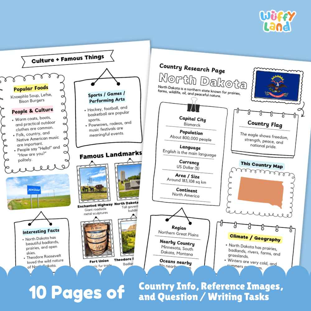 North Dakota State Research Project Worksheets and Activity Pages