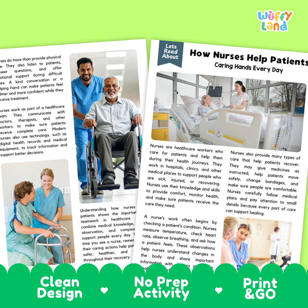 Complete teacher answer key worksheet providing detailed model responses for nurse comprehension questions