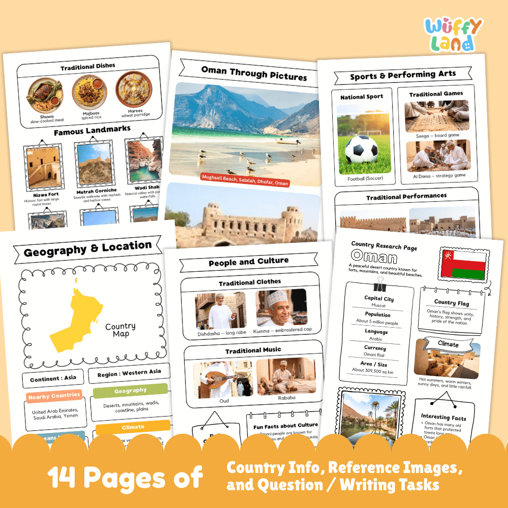 Oman Country Research Project Worksheets