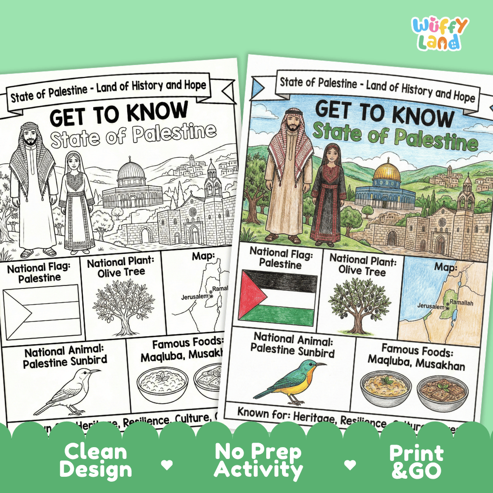 Palestine Geography Coloring Poster Worksheets