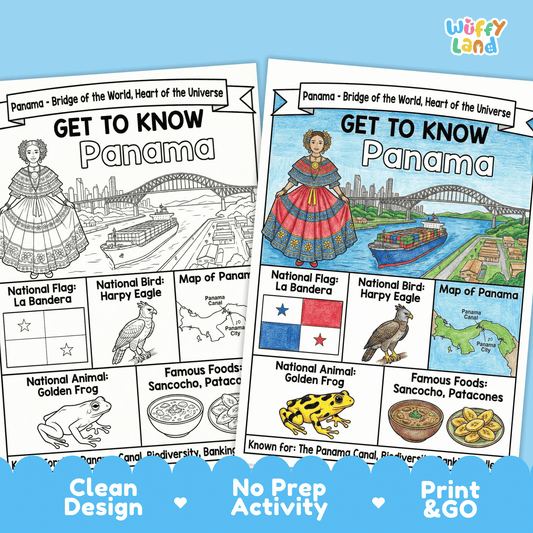 Panama Country Study Geography Coloring Page Worksheet Activity
