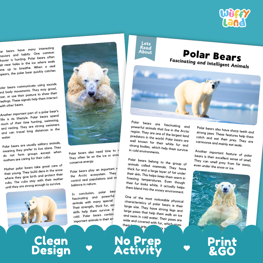 Polar Bears Reading Passage and Questions Worksheets with Answer Key