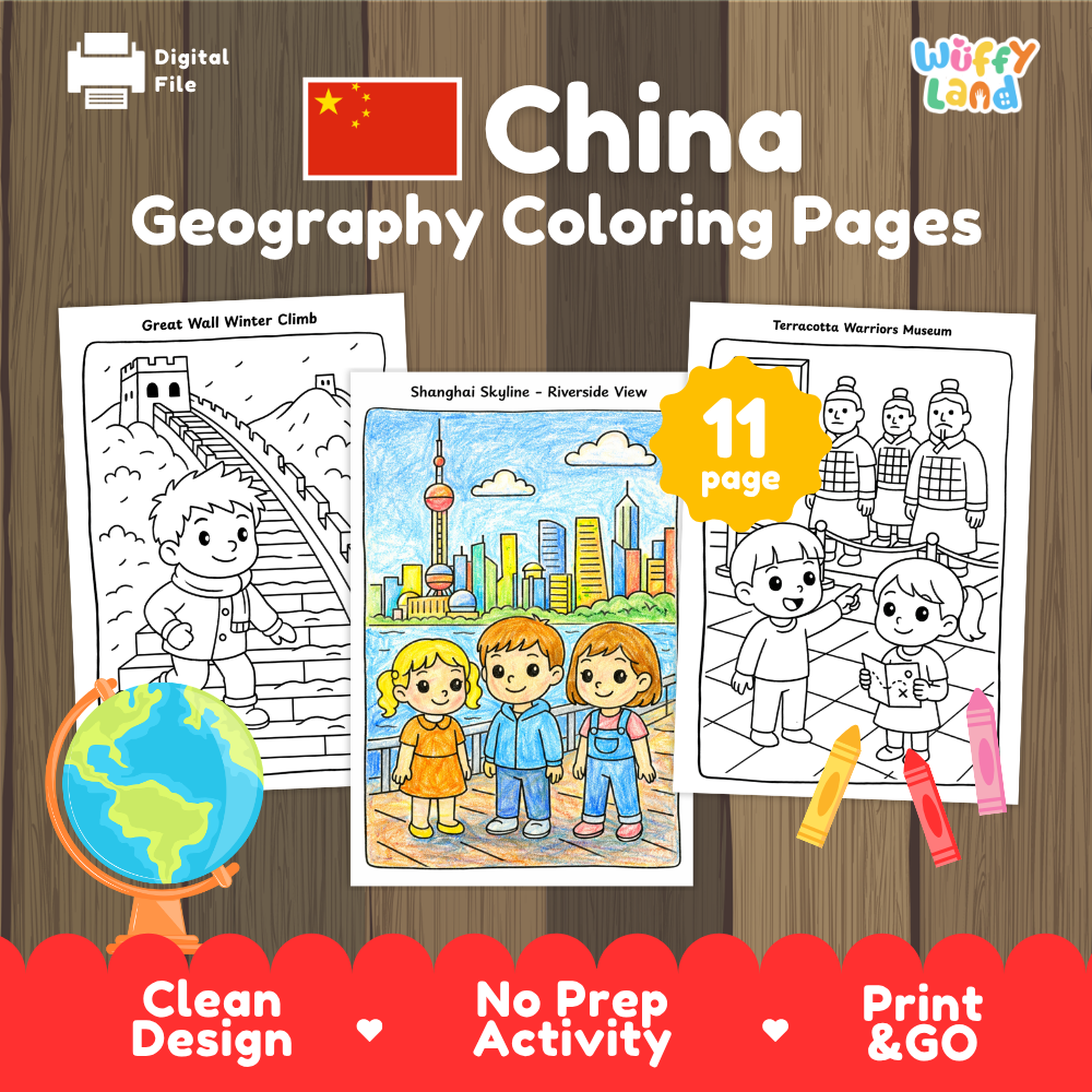 Clean design no prep print and go China geography activity pack layout ready for classroom and homeschool use