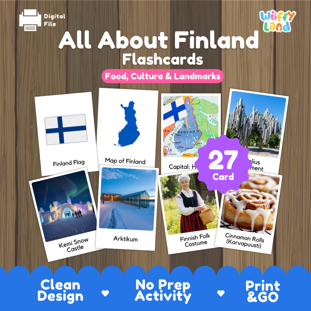 Clean design no prep print and go Finland geography activity pack layout ready for classroom and homeschool use