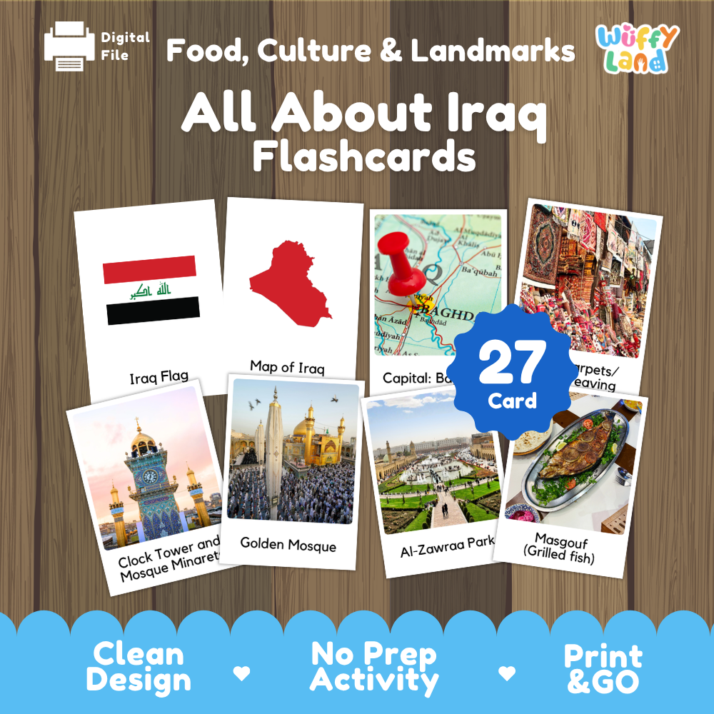 Clean design no prep print and go Iraq geography activity pack layout ready for classroom and homeschool use