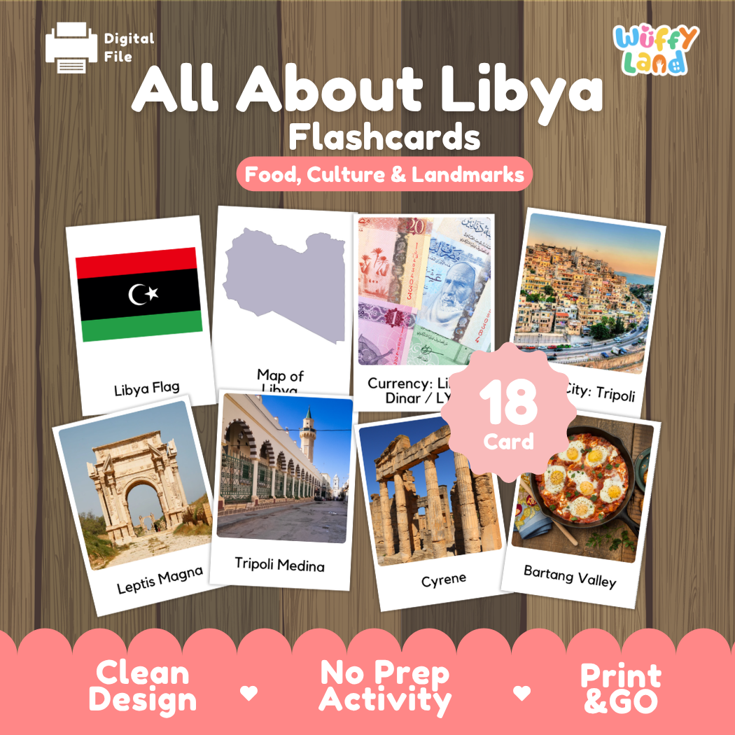 Clean design no prep print and go Libya geography activity pack layout ready for classroom and homeschool use