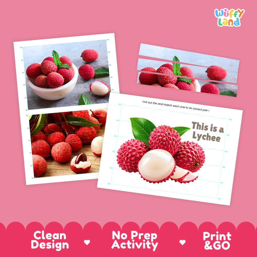 Clean design no prep print and go lychee cut and match activity printable PDF pack