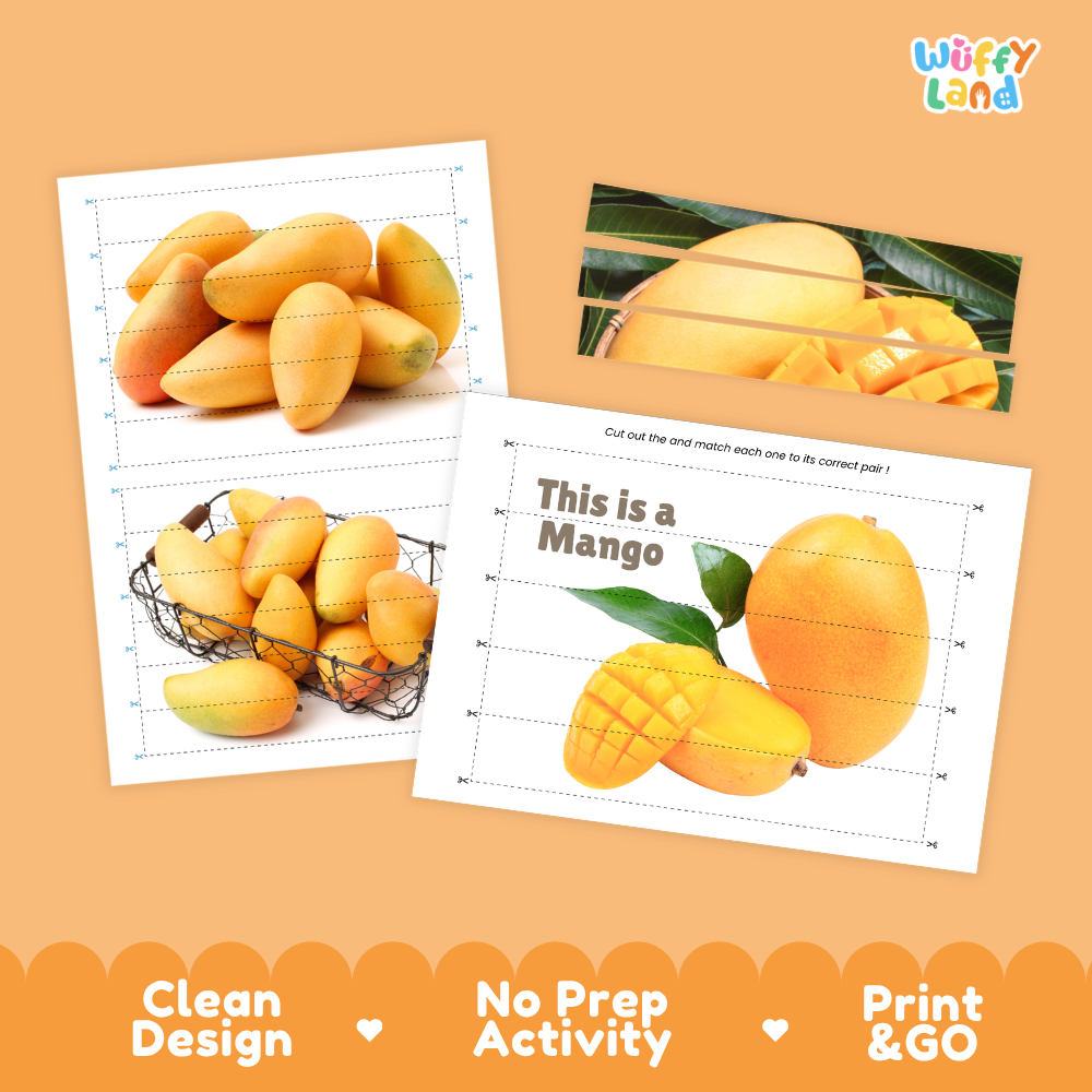Clean design no prep print and go mango cut and match activity printable PDF pack