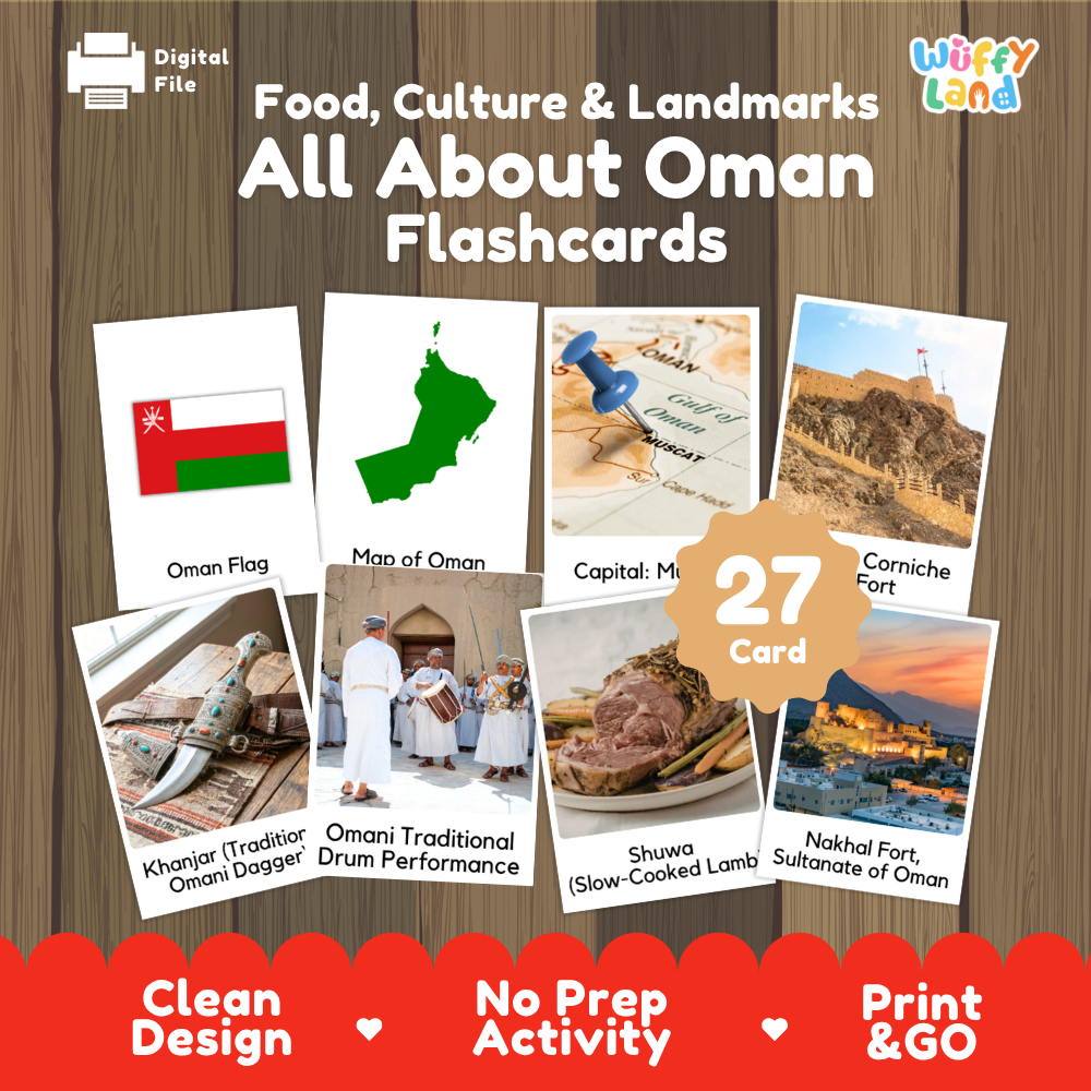 Clean design no prep print and go Oman geography activity pack layout ready for classroom and homeschool use