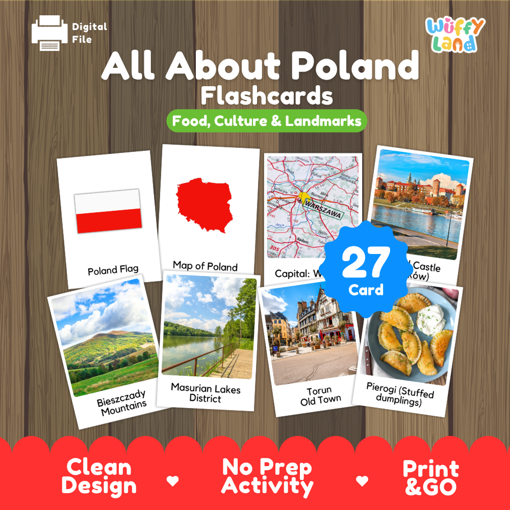 Clean design no prep print and go Poland geography activity pack layout ready for classroom and homeschool use