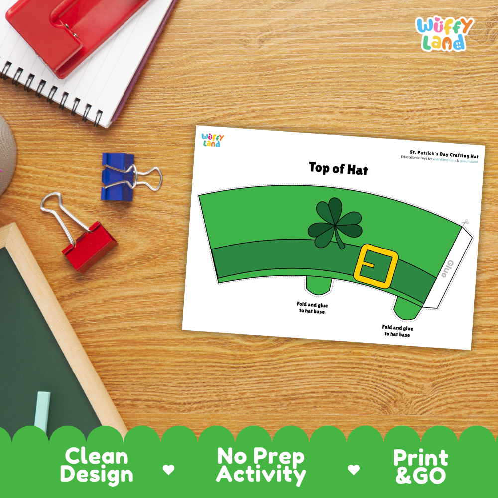 Clean design no prep print and go St. Patrick's Day crafting hat printable PDF pack