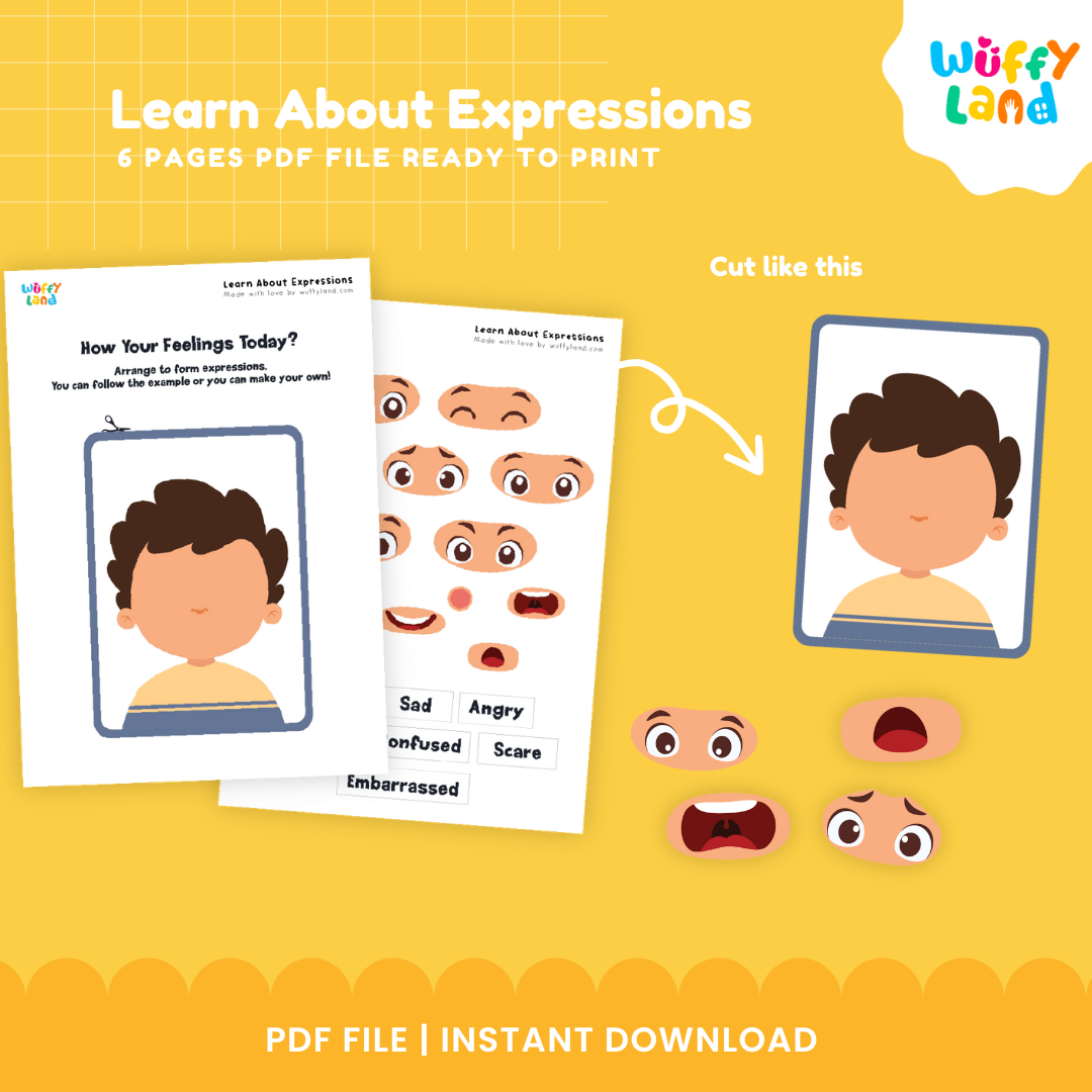 Early childhood social emotional cutouts featuring smiling mouths, surprised open mouths, and worried eyes for emotion building 😮👄