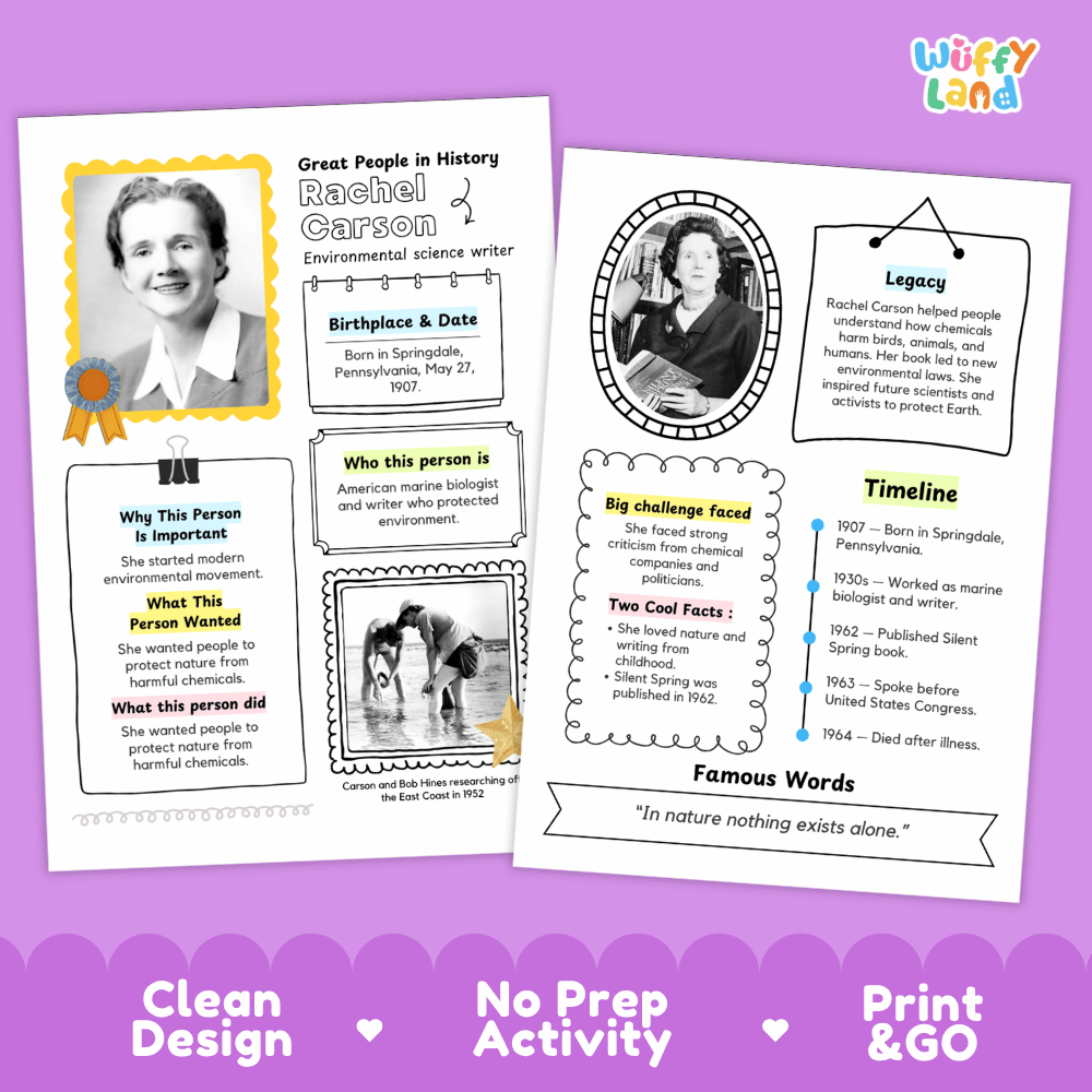 Rachel Carson Biography Research Project and Worksheets - Famous People in History