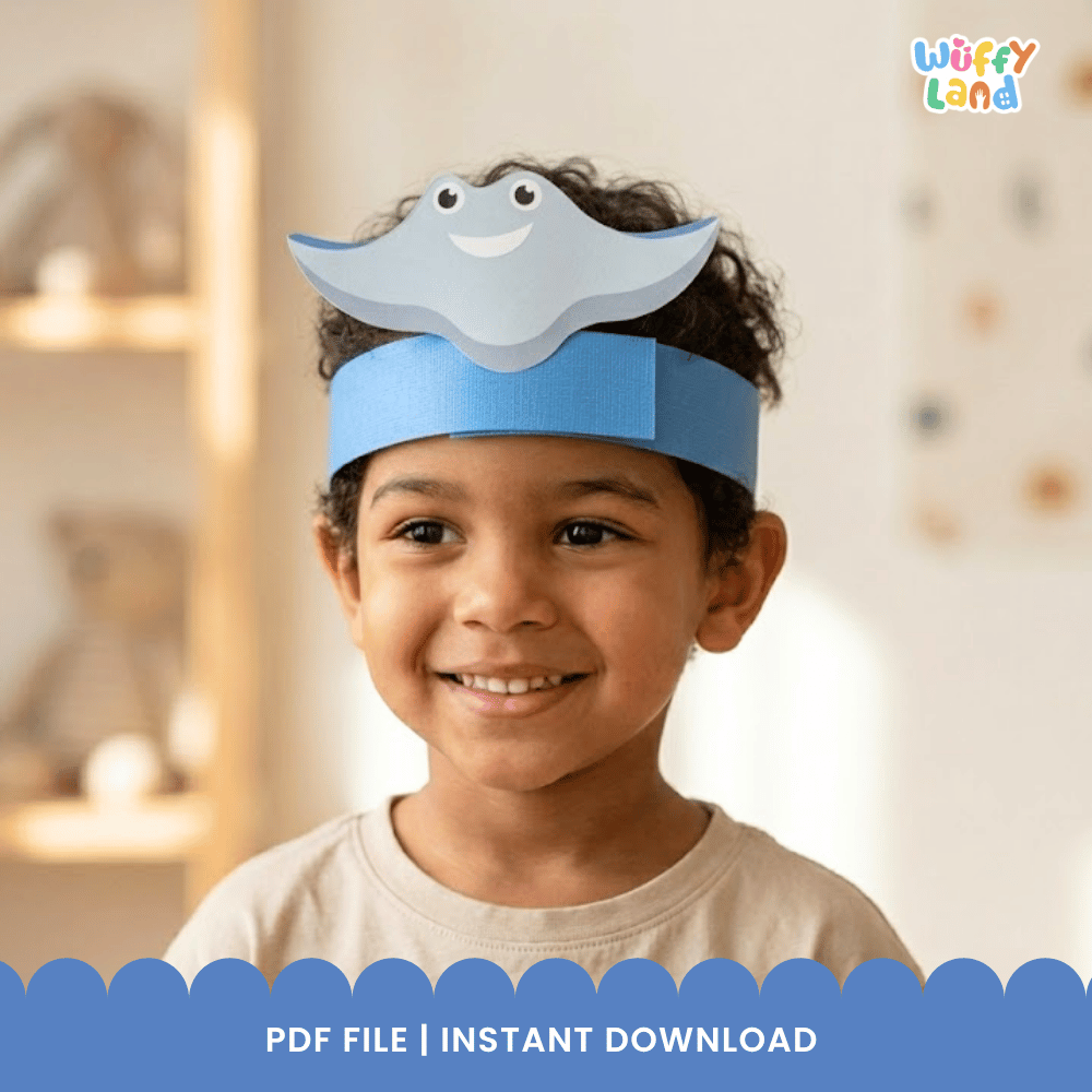 Ray Crown Ocean Animal Hat Printable Craft Activity Headband Cutouts
