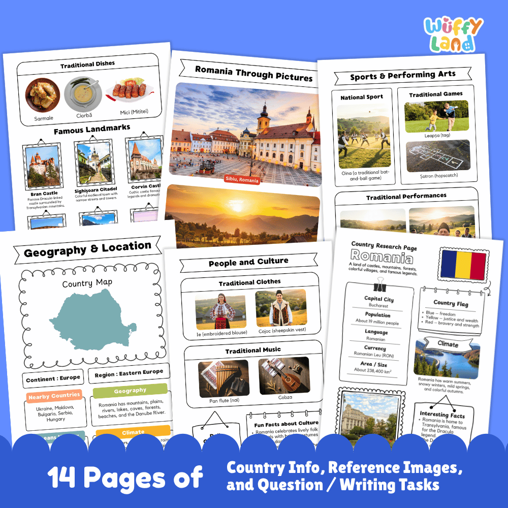 Romania Country Research Project | Geography Worksheets and Writing Tasks
