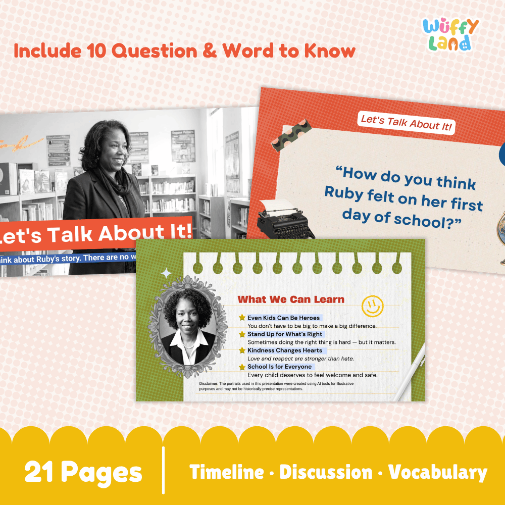 Ruby Bridges Kid-Friendly History Presentation PDF Slides