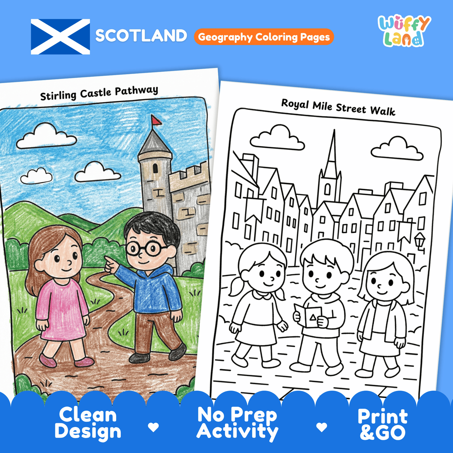 Scotland Geography Coloring Pages Worksheets