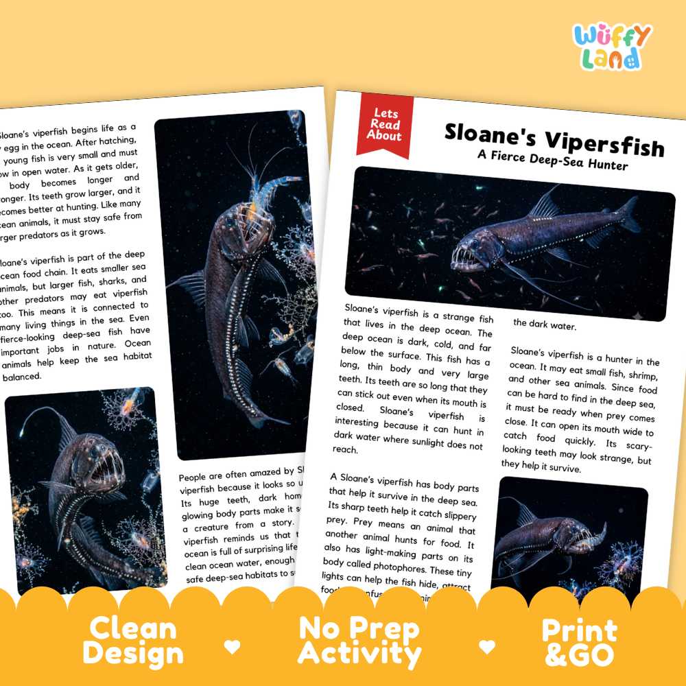 Sloane's Viperfish Reading Passage and Questions Worksheets with Answer Key