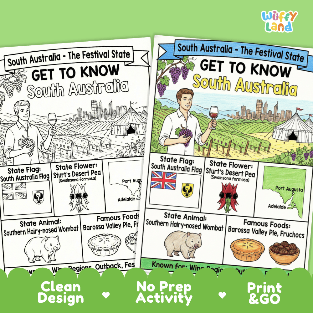 South Australia Geography Coloring Poster and Activity Worksheet