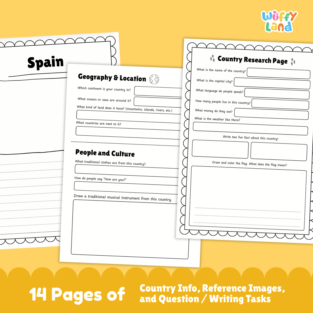 SPAIN Country Study | Geography Research Project & Printable Worksheets