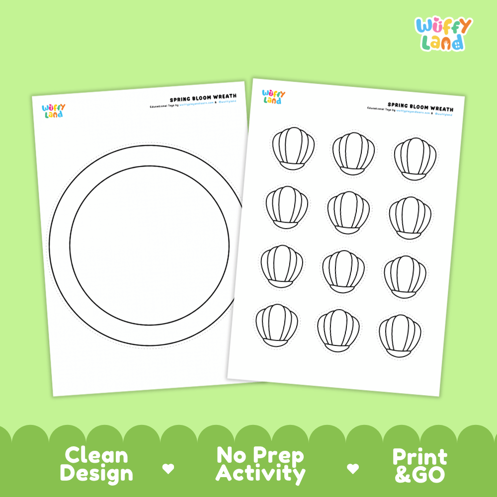 Spring Bloom Flower Wreath Craft - 11 Pages - No Prep Spring Worksheets