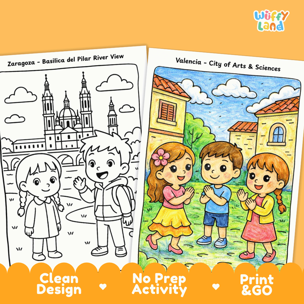 Spain Geography Coloring Pages Worksheets