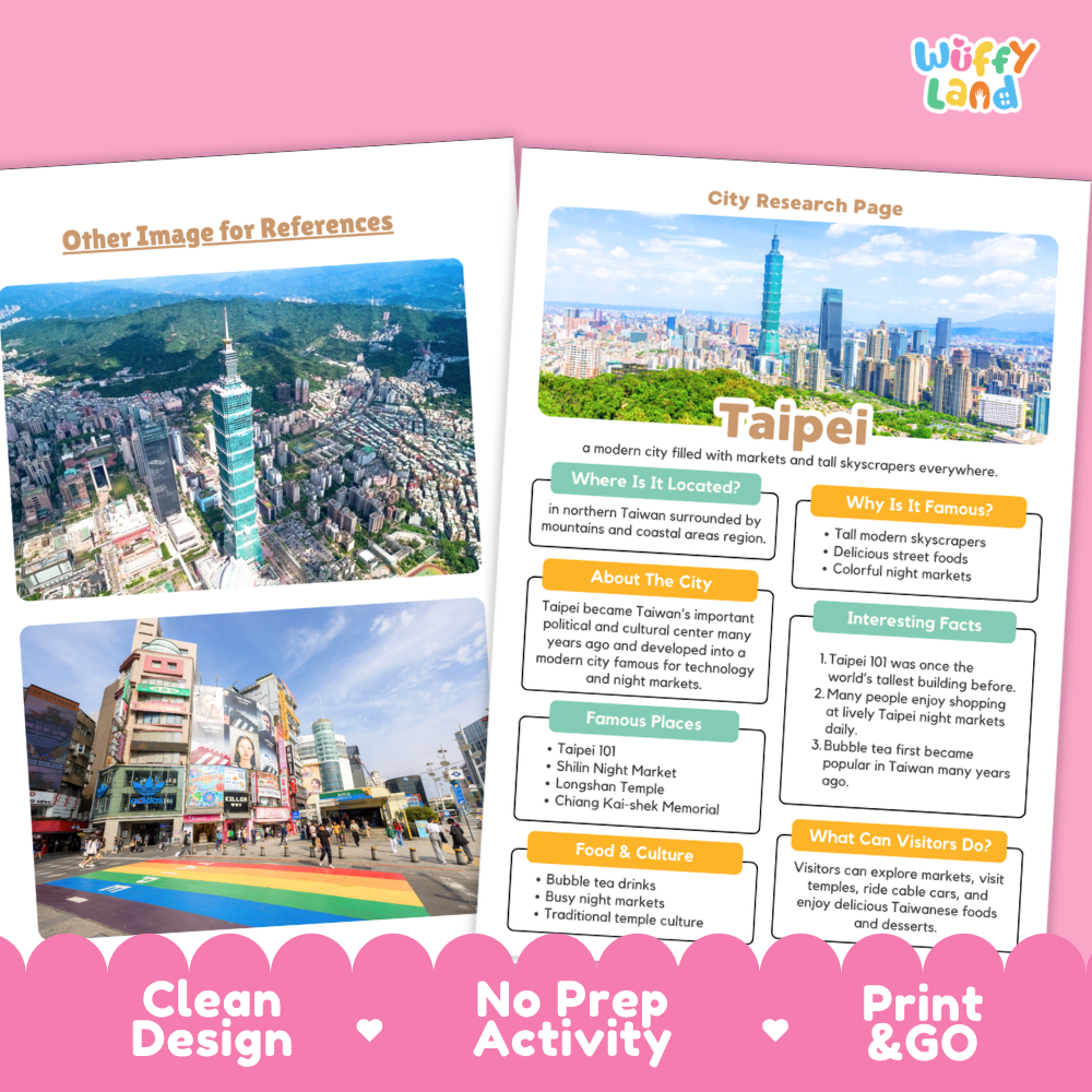Taipei City Research Worksheets and Fact Sheet