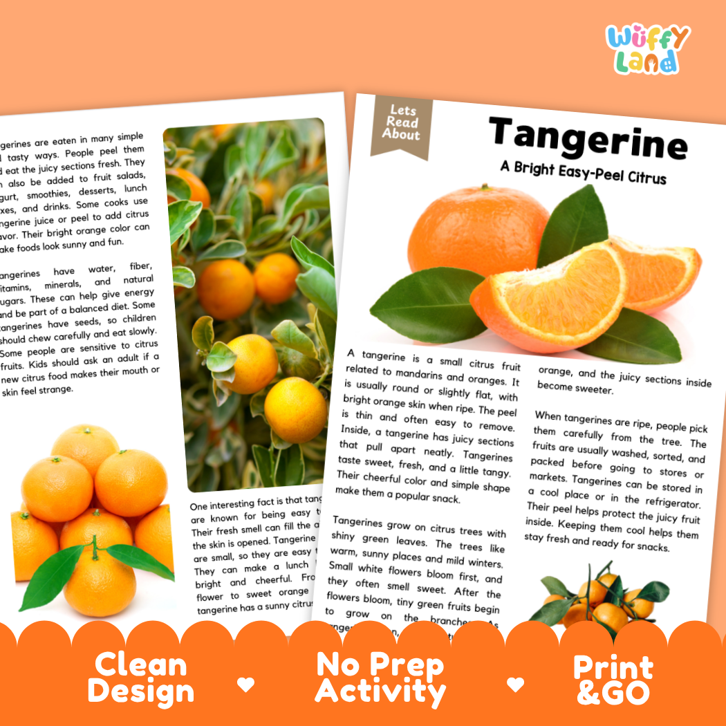 Teacher answer key page showing complete question solutions for tangerine reading comprehension practice