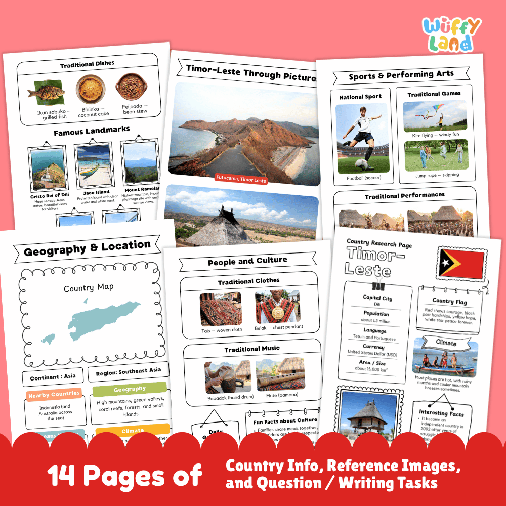 Timor-Leste Country Research Project | Geography Worksheets and Writing Tasks