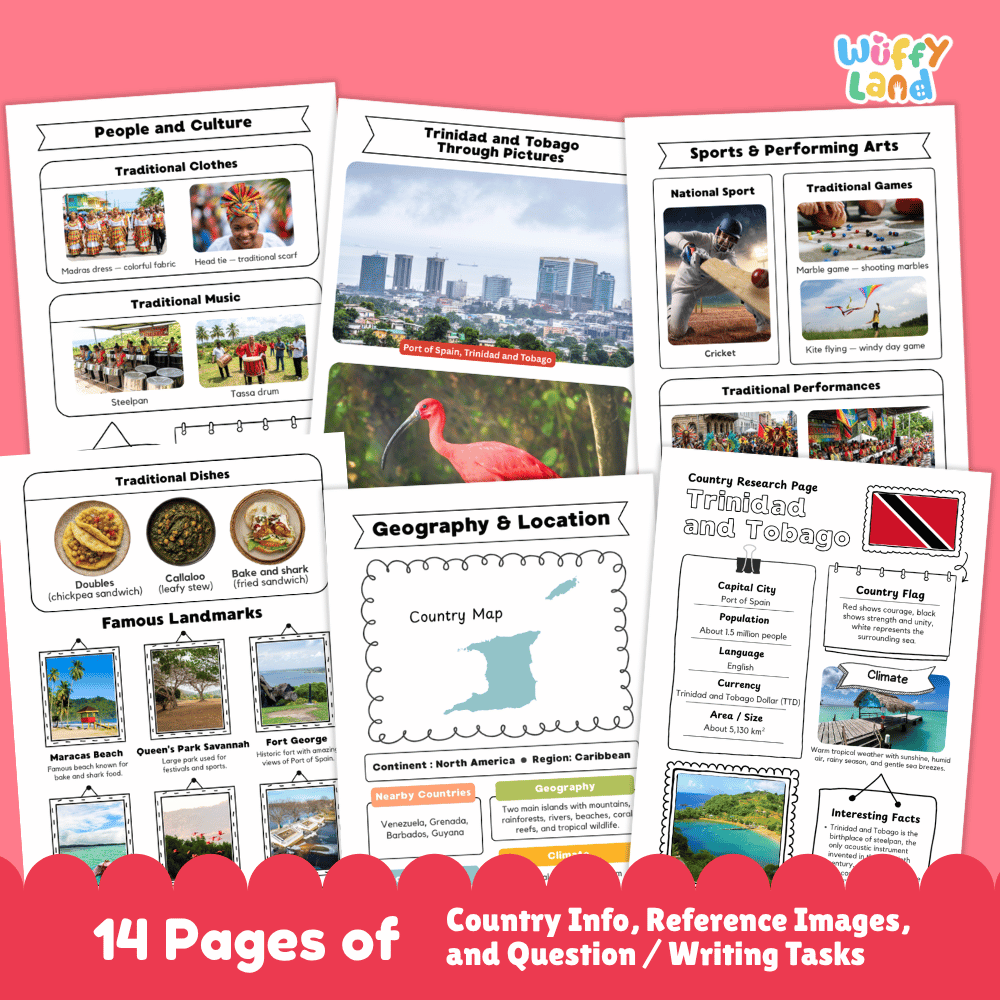 Trinidad and Tobago Country Research Project Worksheets and Activity Pages