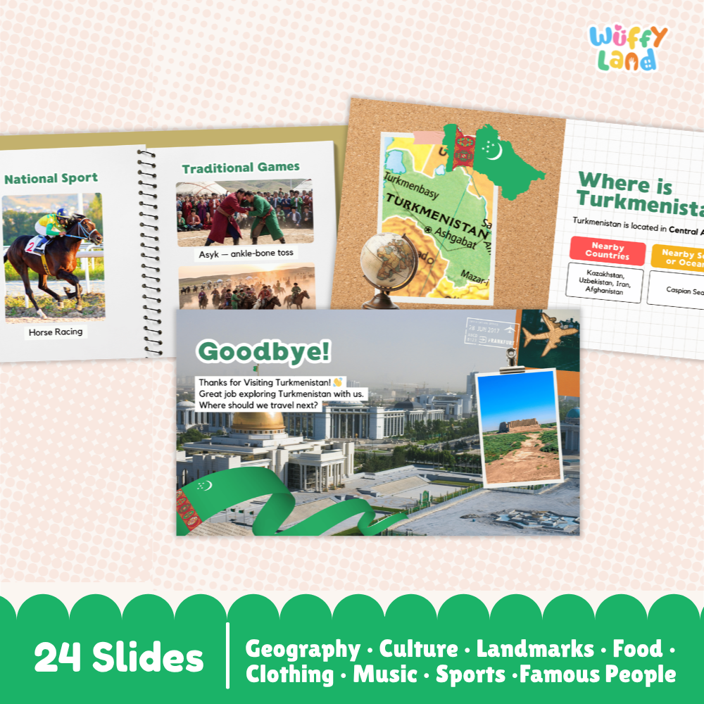Turkmenistan Country Study Kid Friendly Geography & Culture PDF Slides