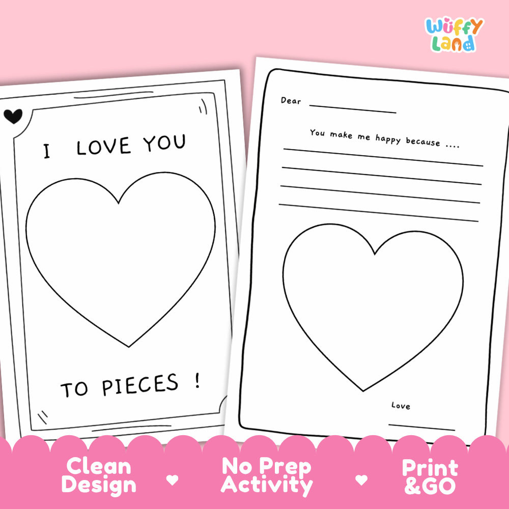 Valentine's Day Heart Letter Writing Craft - No Prep Holiday Activity Worksheets