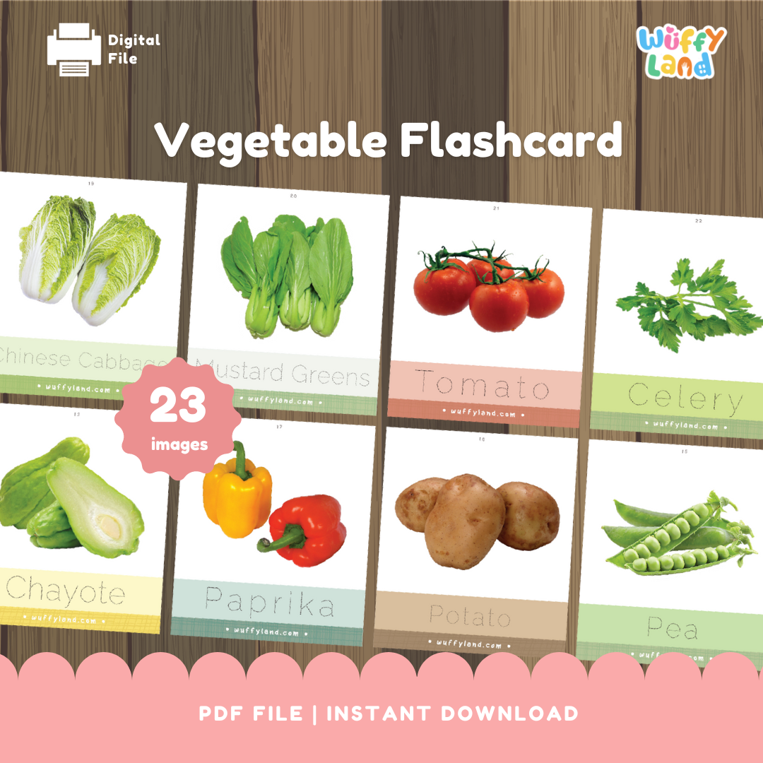 Vegetable Tracing Flashcards – Learn & Write Vegetable Names