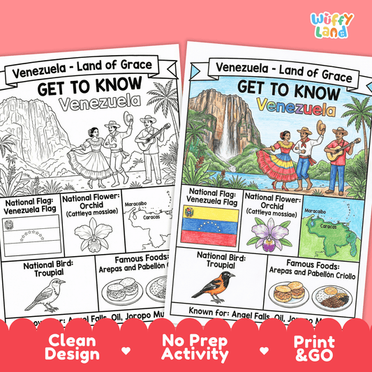 Venezuela Country Study Geography Coloring Page Worksheet Activity
