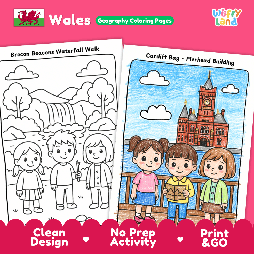Wales Geography Coloring Pages Worksheets