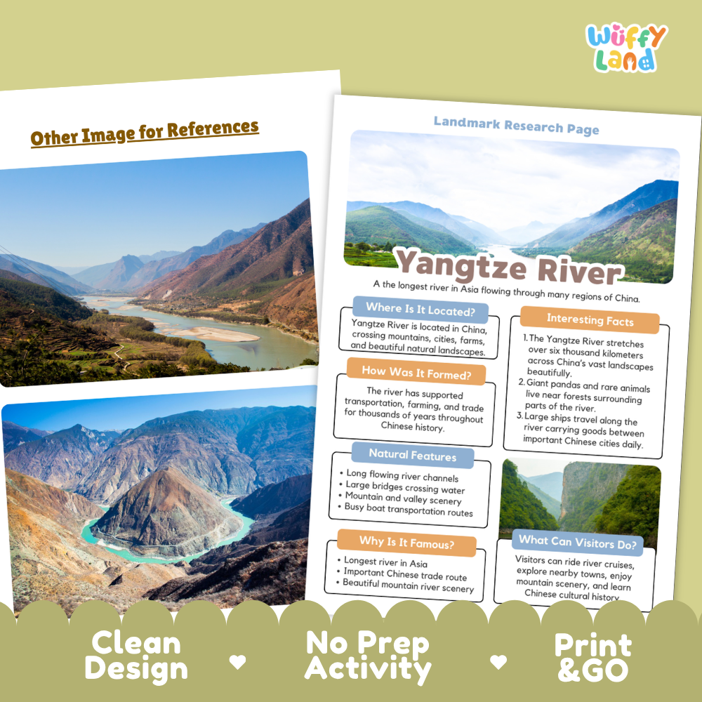 Yangtze River Landmark Research Page | World Geography Worksheets and Fact Sheet