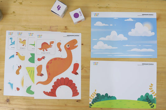 Dinosaur Puzzle – Cut and Match Printable for Kids