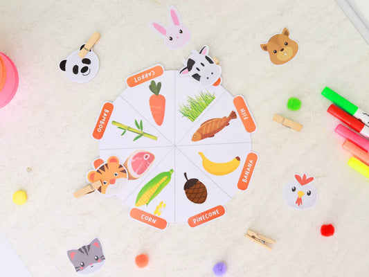 Animal Food Sorting Printable - Toddler learning activity