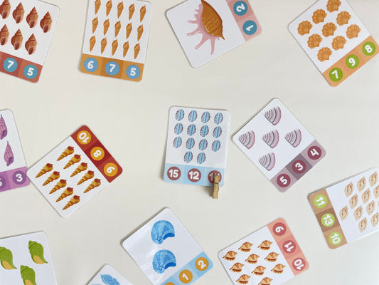 a fun way to introduce numbers and counting (Counting Shells Printable)