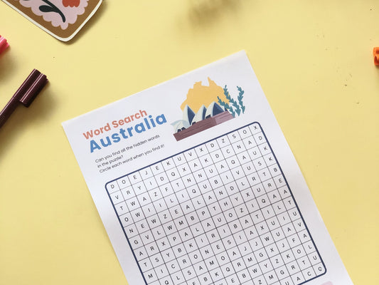 Explore and Learn with the Australia Country Word Search Printable