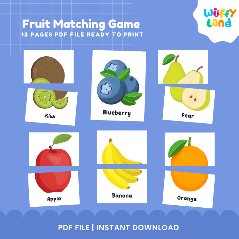 Fruit Matching Game – Printable Learning Cards for Kids – wuffyplayandlearn