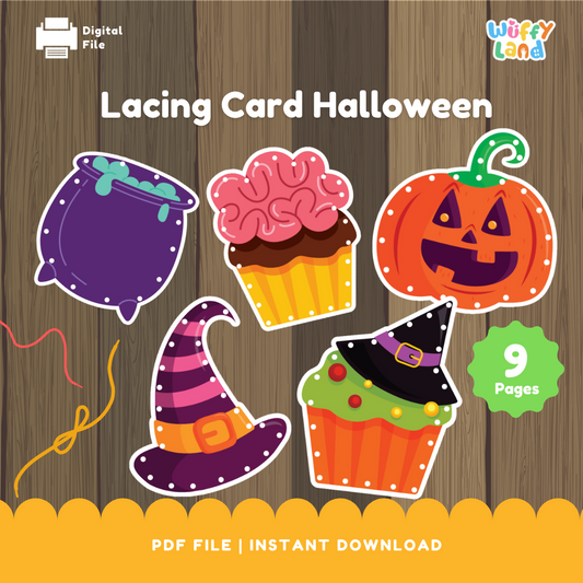 Halloween Lacing Card Craft | Printable Kids Activity | DIY Halloween Decorations | Fun Educational PDF Download