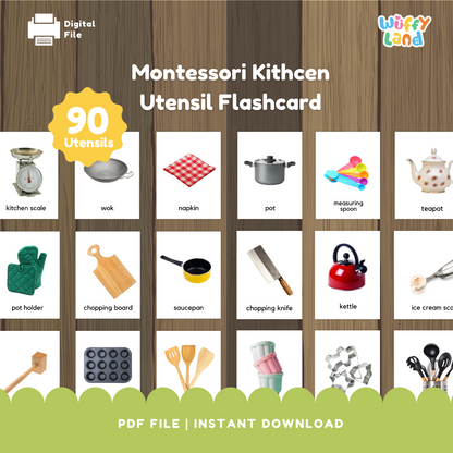 Montessori Kithcen Utensil Flashcard